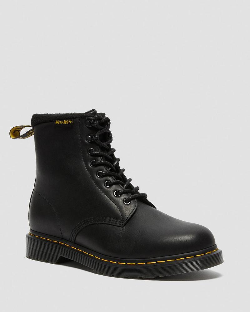 Black Men\'s Dr Martens 1460 Pascal Warmwair Leather Winter Boots | CA 571FDN